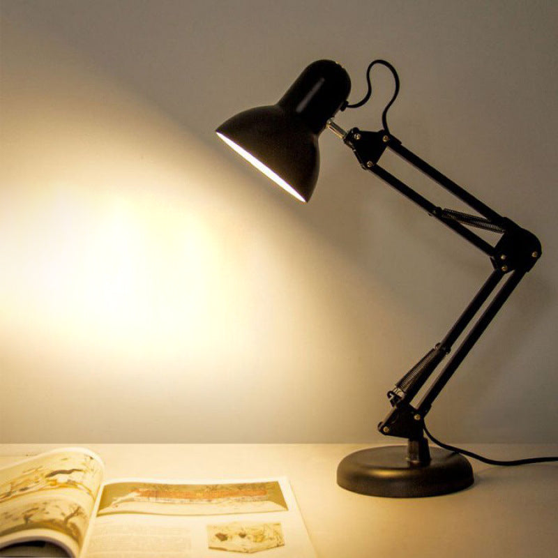 Lampe de table contemporaine nordique réglable avec bras en fer rond 1 lumière pour chambre 