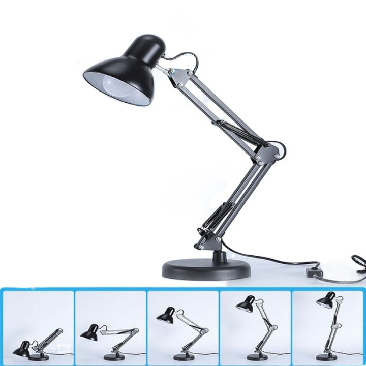 Lampe de table contemporaine nordique réglable avec bras en fer rond 1 lumière pour chambre 