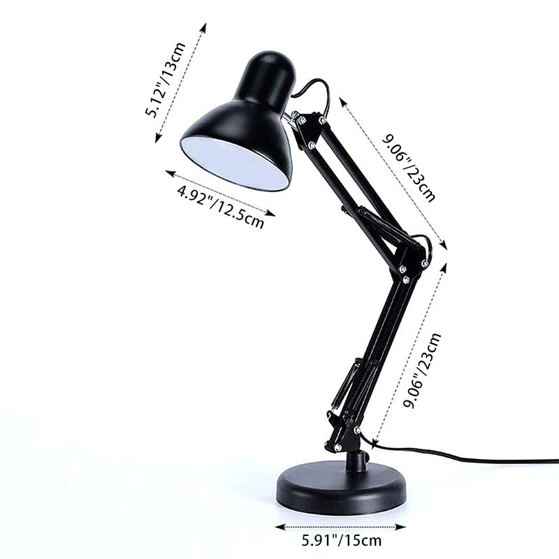 Lampe de table contemporaine nordique réglable avec bras en fer rond 1 lumière pour chambre 