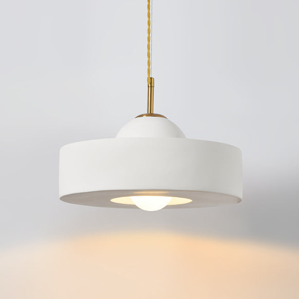 Contemporary Scandinavian Iron Resin Round 1-Light Pendant Light For Living Room