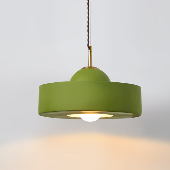 Contemporary Scandinavian Iron Resin Round 1-Light Pendant Light For Living Room