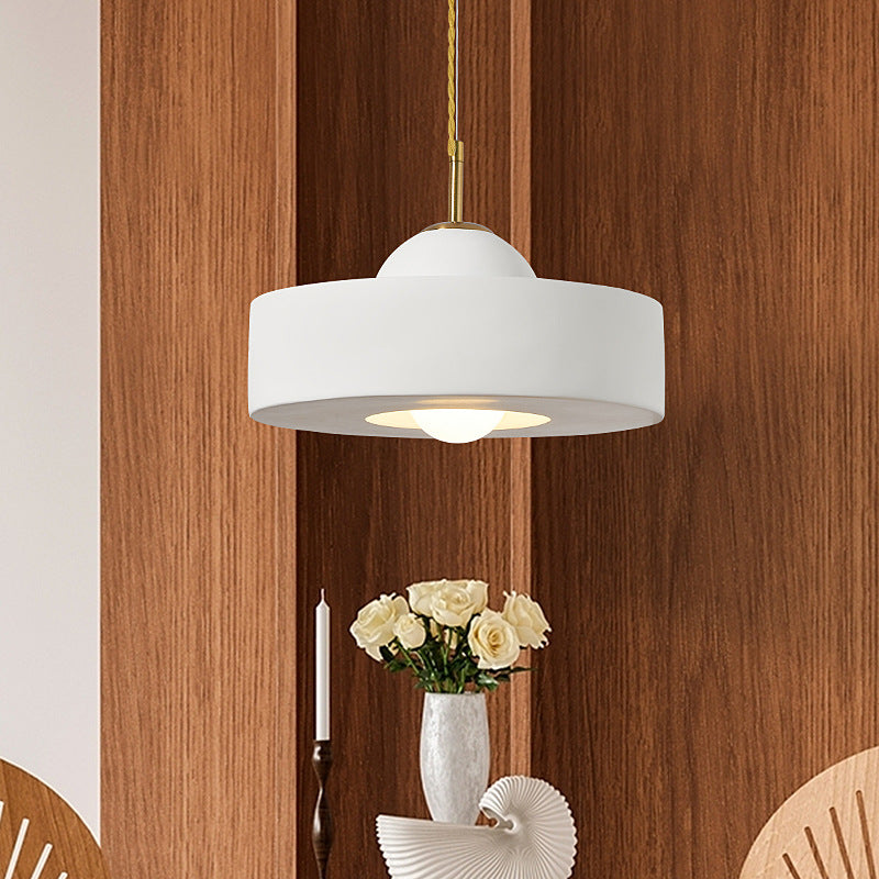 Contemporary Scandinavian Iron Resin Round 1-Light Pendant Light For Living Room