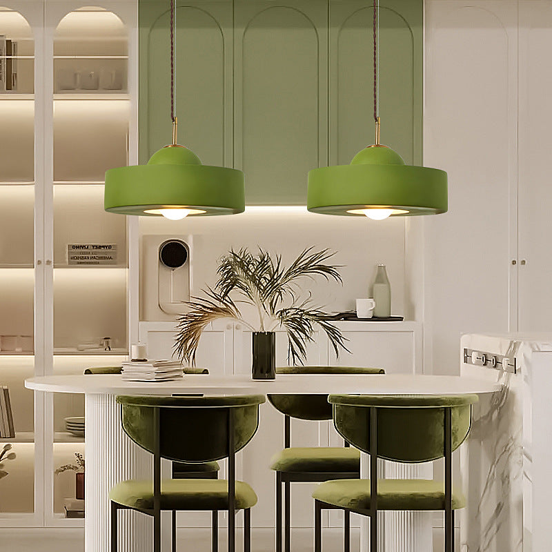 Contemporary Scandinavian Iron Resin Round 1-Light Pendant Light For Living Room