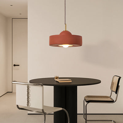 Contemporary Scandinavian Iron Resin Round 1-Light Pendant Light For Living Room