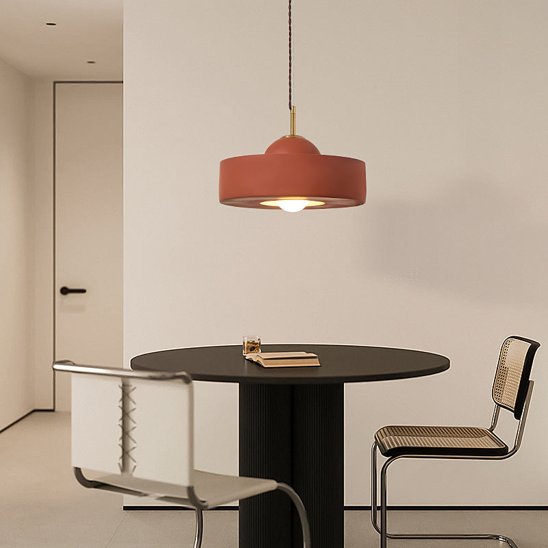 Contemporary Scandinavian Iron Resin Round 1-Light Pendant Light For Living Room
