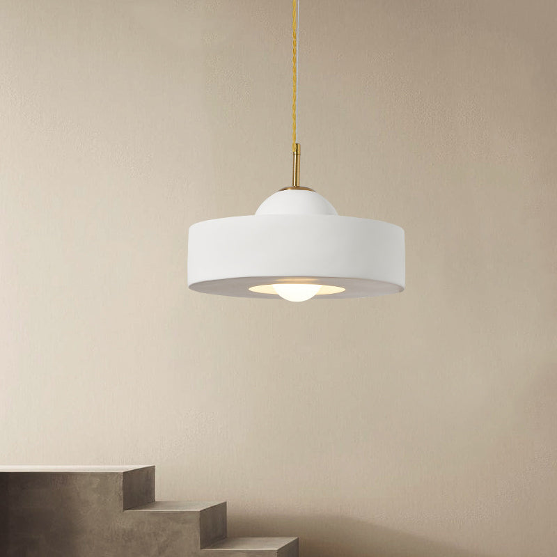 Contemporary Scandinavian Iron Resin Round 1-Light Pendant Light For Living Room