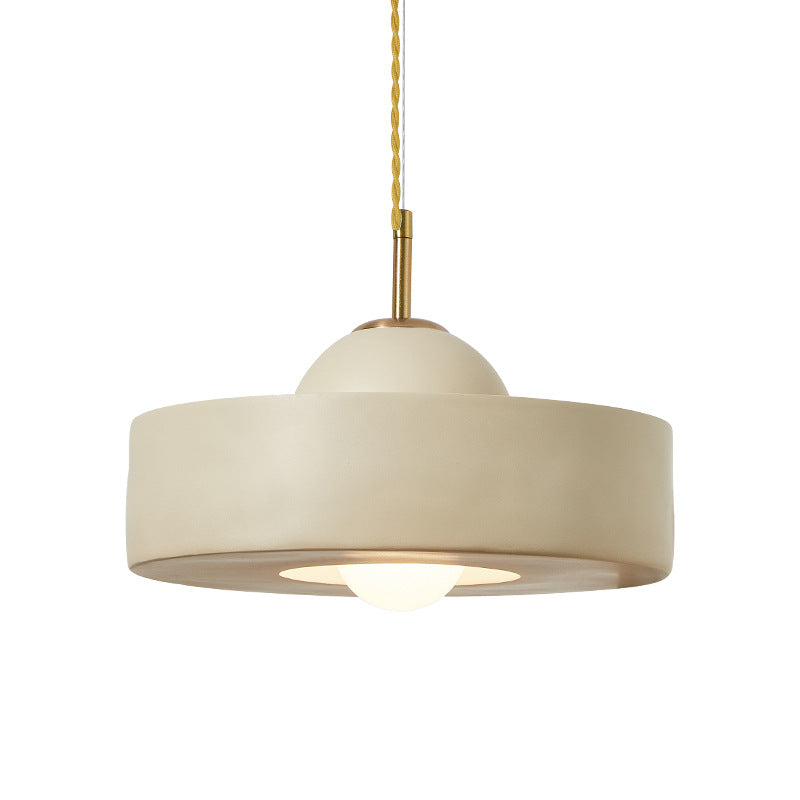 Contemporary Scandinavian Iron Resin Round 1-Light Pendant Light For Living Room