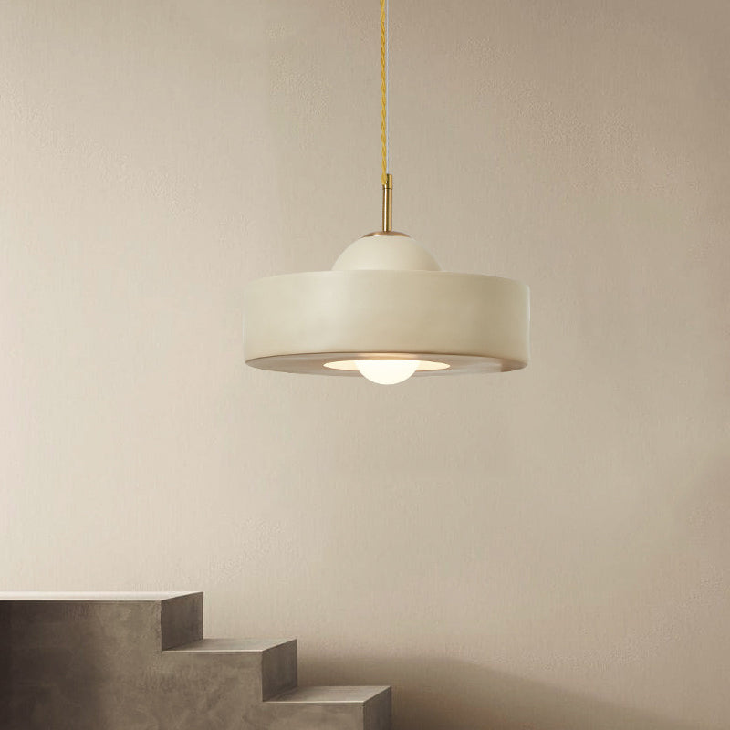 Contemporary Scandinavian Iron Resin Round 1-Light Pendant Light For Living Room