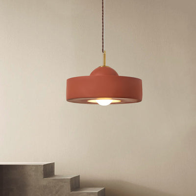 Contemporary Scandinavian Iron Resin Round 1-Light Pendant Light For Living Room