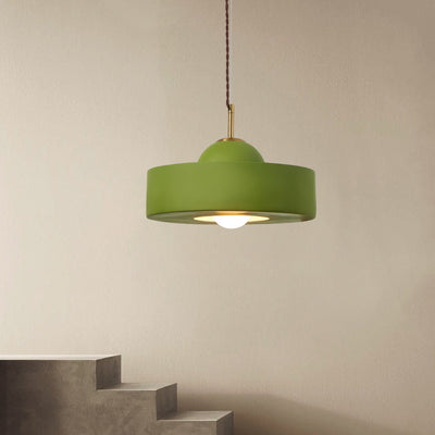Contemporary Scandinavian Iron Resin Round 1-Light Pendant Light For Living Room
