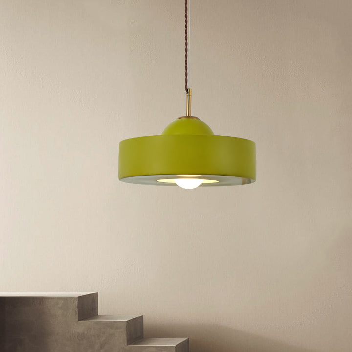 Zeitgenössisches skandinavisches Eisenharz Rundes 1-Licht Pendelleuchte für das Wohnzimmer 