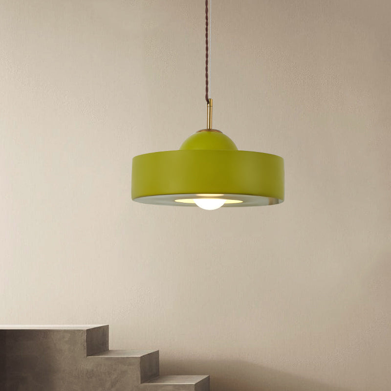 Contemporary Scandinavian Iron Resin Round 1-Light Pendant Light For Living Room