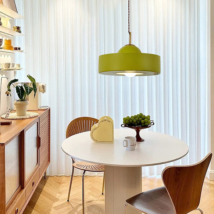 Lustre suspendu rond en résine de fer scandinave contemporain à 1 lumière pour salon 