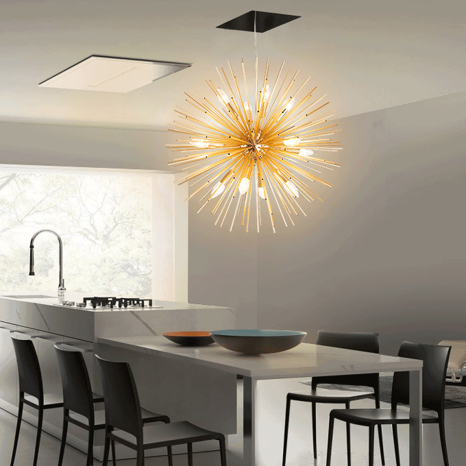 Matériel de luxe contemporain Boule en verre Pissenlit doré Lustre à 12 lumières pour salon 