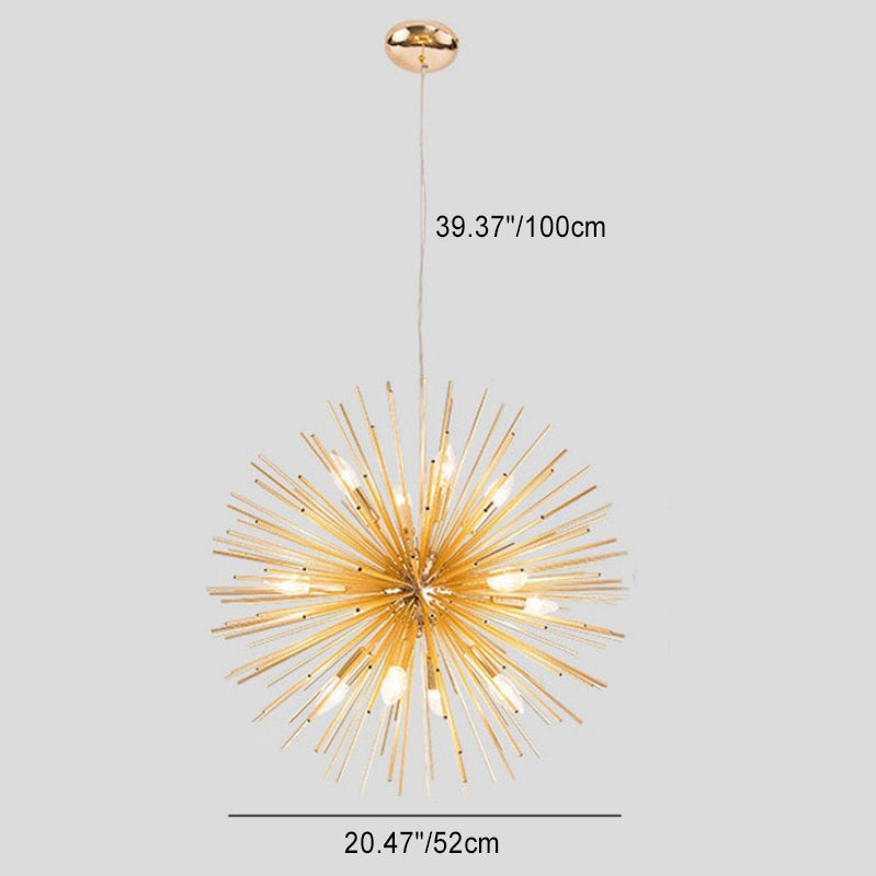 Matériel de luxe contemporain Boule en verre Pissenlit doré Lustre à 12 lumières pour salon 