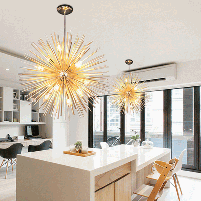 Matériel de luxe contemporain Boule en verre Pissenlit doré Lustre à 12 lumières pour salon 