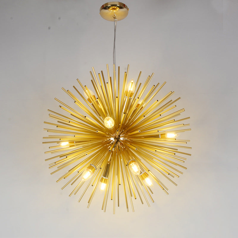 Matériel de luxe contemporain Boule en verre Pissenlit doré Lustre à 12 lumières pour salon 