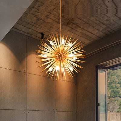 Matériel de luxe contemporain Boule en verre Pissenlit doré Lustre à 12 lumières pour salon 
