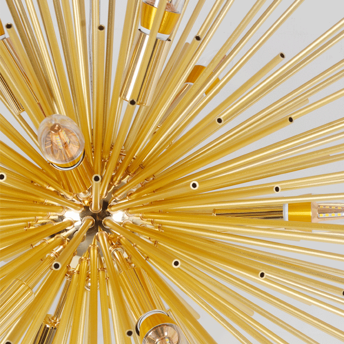 Matériel de luxe contemporain Boule en verre Pissenlit doré Lustre à 12 lumières pour salon 