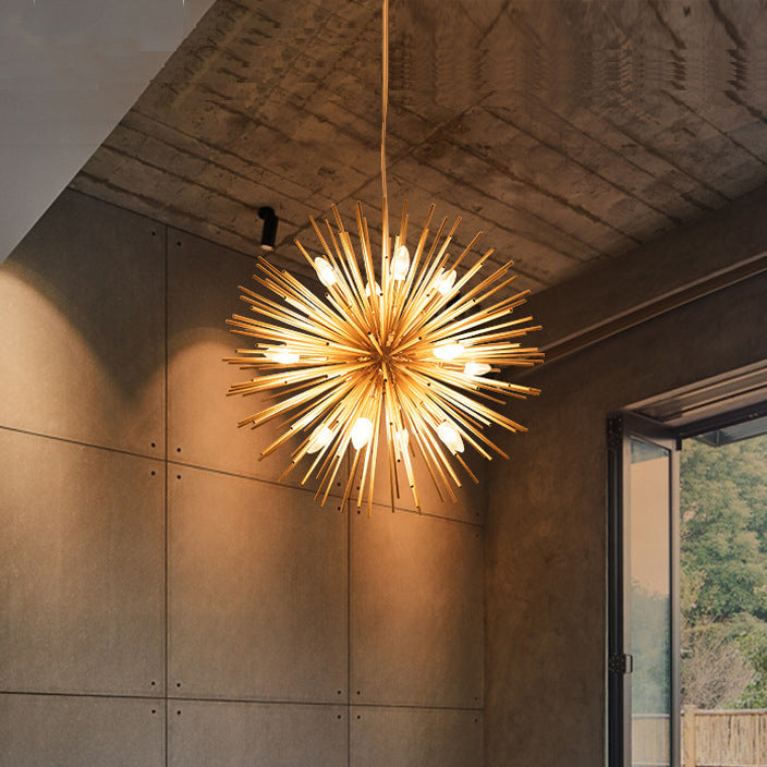 Matériel de luxe contemporain Boule en verre Pissenlit doré Lustre à 12 lumières pour salon 