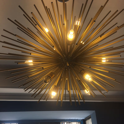 Matériel de luxe contemporain Boule en verre Pissenlit doré Lustre à 12 lumières pour salon 