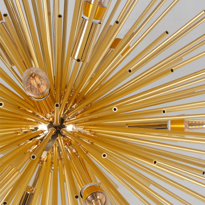 Matériel de luxe contemporain Boule en verre Pissenlit doré Lustre à 12 lumières pour salon 