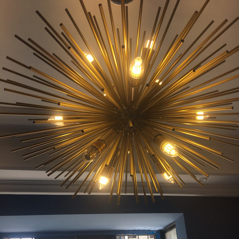 Matériel de luxe contemporain Boule en verre Pissenlit doré Lustre à 12 lumières pour salon 