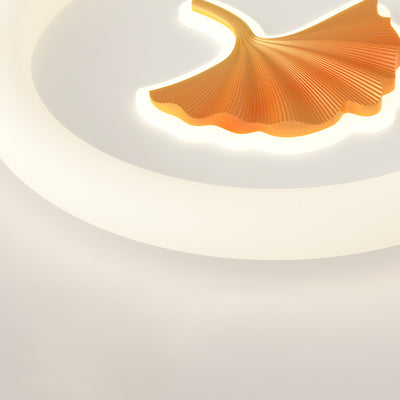 Moderne Einfachheit Eisen PE Runde Ginkgo-Blatt LED-Deckenleuchte für Wohnzimmer 