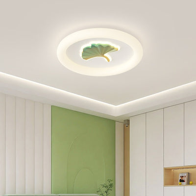 Moderne Einfachheit Eisen PE Runde Ginkgo-Blatt LED-Deckenleuchte für Wohnzimmer 