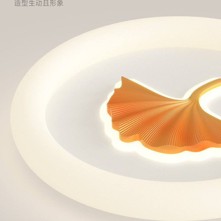 Moderne Einfachheit Eisen PE Runde Ginkgo-Blatt LED-Deckenleuchte für Wohnzimmer 