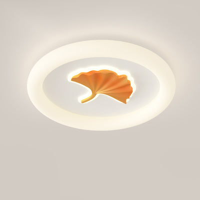 Moderne Einfachheit Eisen PE Runde Ginkgo-Blatt LED-Deckenleuchte für Wohnzimmer 
