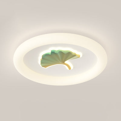 Moderne Einfachheit Eisen PE Runde Ginkgo-Blatt LED-Deckenleuchte für Wohnzimmer 