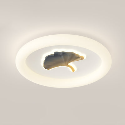 Moderne Einfachheit Eisen PE Runde Ginkgo-Blatt LED-Deckenleuchte für Wohnzimmer 