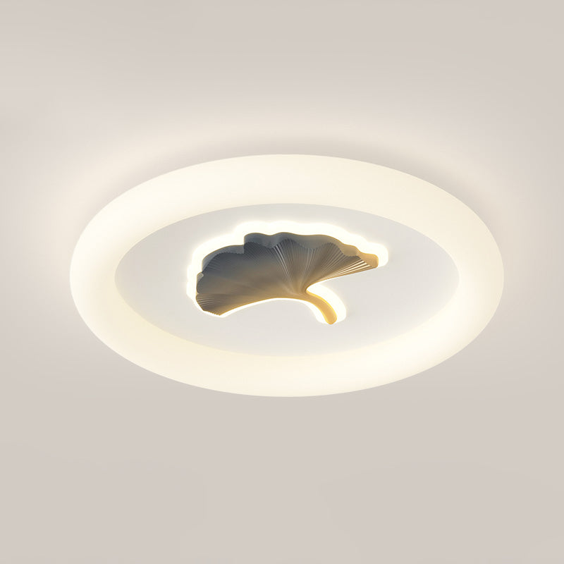Moderne Einfachheit Eisen PE Runde Ginkgo-Blatt LED-Deckenleuchte für Wohnzimmer 