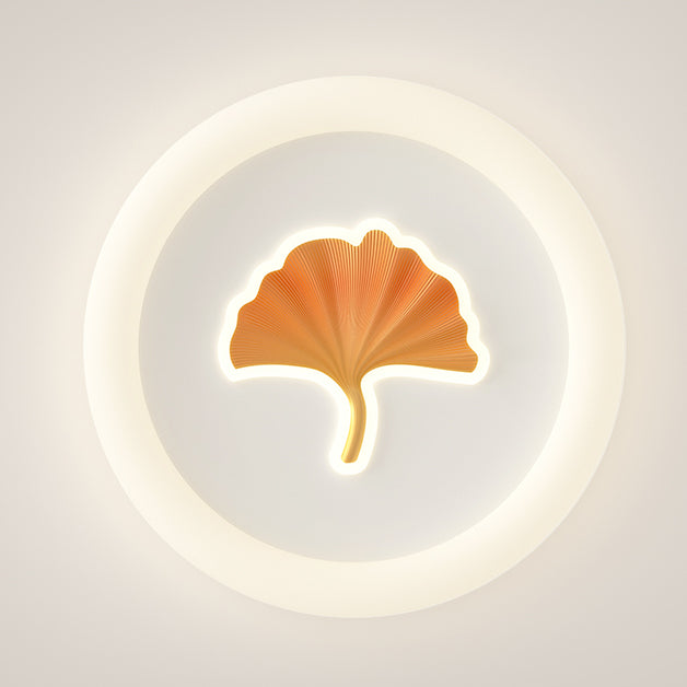 Moderne Einfachheit Eisen PE Runde Ginkgo-Blatt LED-Deckenleuchte für Wohnzimmer 