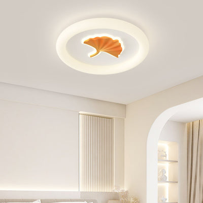 Moderne Einfachheit Eisen PE Runde Ginkgo-Blatt LED-Deckenleuchte für Wohnzimmer 
