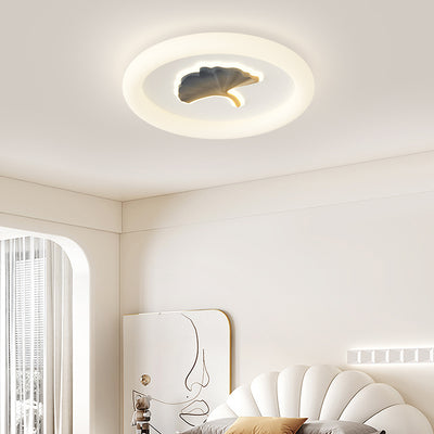 Moderne Einfachheit Eisen PE Runde Ginkgo-Blatt LED-Deckenleuchte für Wohnzimmer 