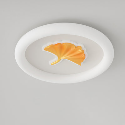 Moderne Einfachheit Eisen PE Runde Ginkgo-Blatt LED-Deckenleuchte für Wohnzimmer 