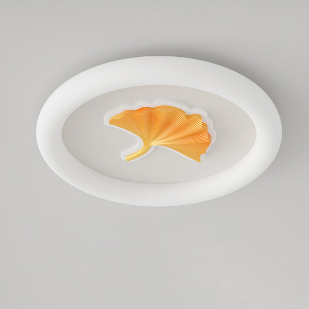 Moderne Einfachheit Eisen PE Runde Ginkgo-Blatt LED-Deckenleuchte für Wohnzimmer 
