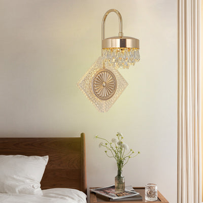 Lampe murale LED en acrylique et cristal rond de luxe contemporain pour le salon 