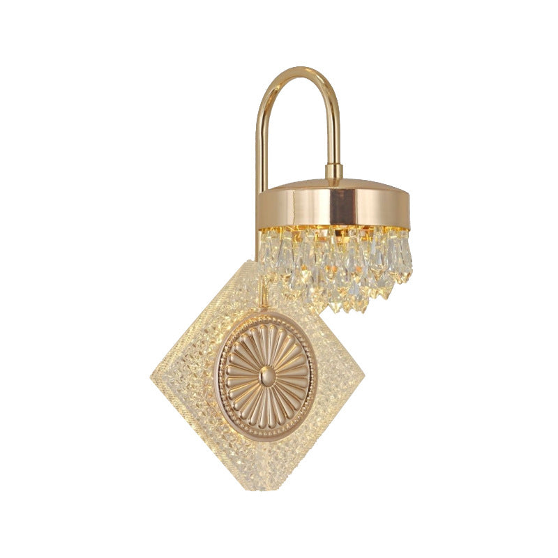 Lampe murale LED en acrylique et cristal rond de luxe contemporain pour le salon 