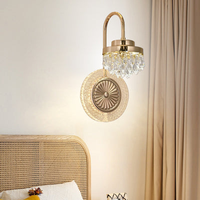 Lampe murale LED en acrylique et cristal rond de luxe contemporain pour le salon 