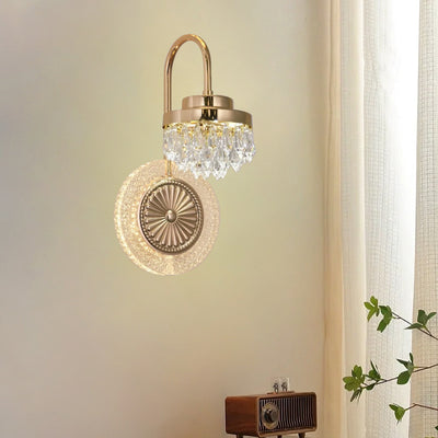 Lampe murale LED en acrylique et cristal rond de luxe contemporain pour le salon 