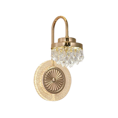 Lampe murale LED en acrylique et cristal rond de luxe contemporain pour le salon 