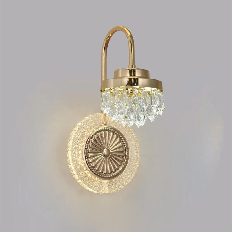 Lampe murale LED en acrylique et cristal rond de luxe contemporain pour le salon 