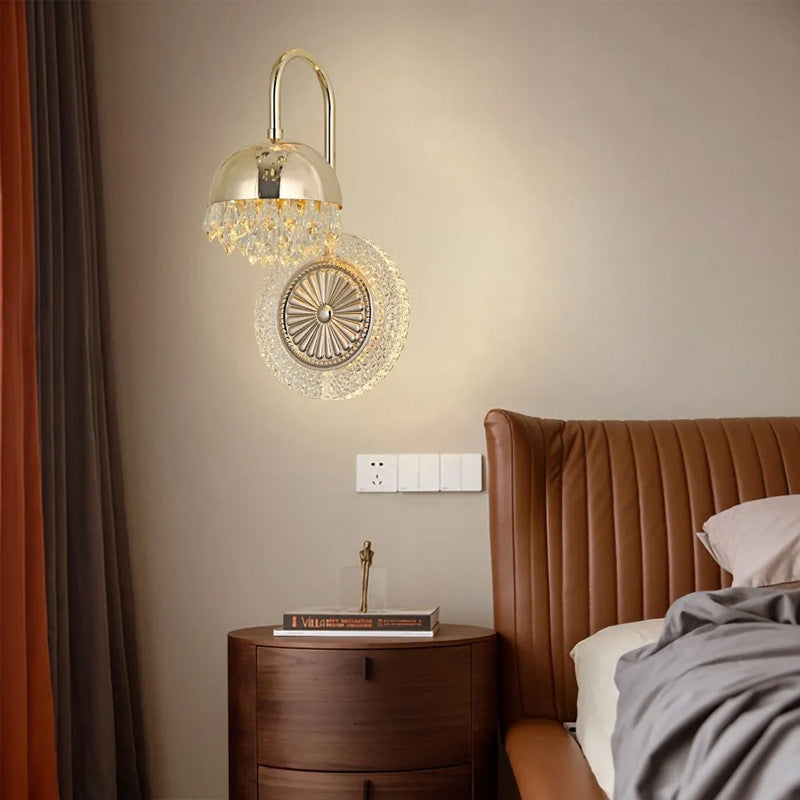 Lampe murale LED en acrylique et cristal rond de luxe contemporain pour le salon 