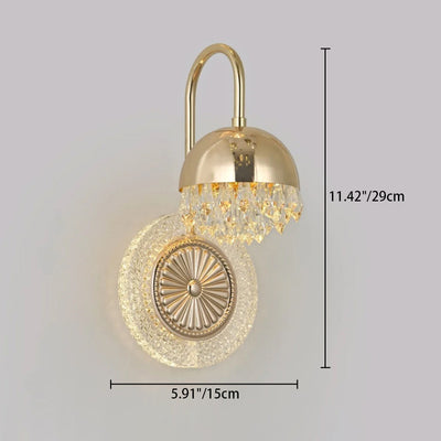 Lampe murale LED en acrylique et cristal rond de luxe contemporain pour le salon 
