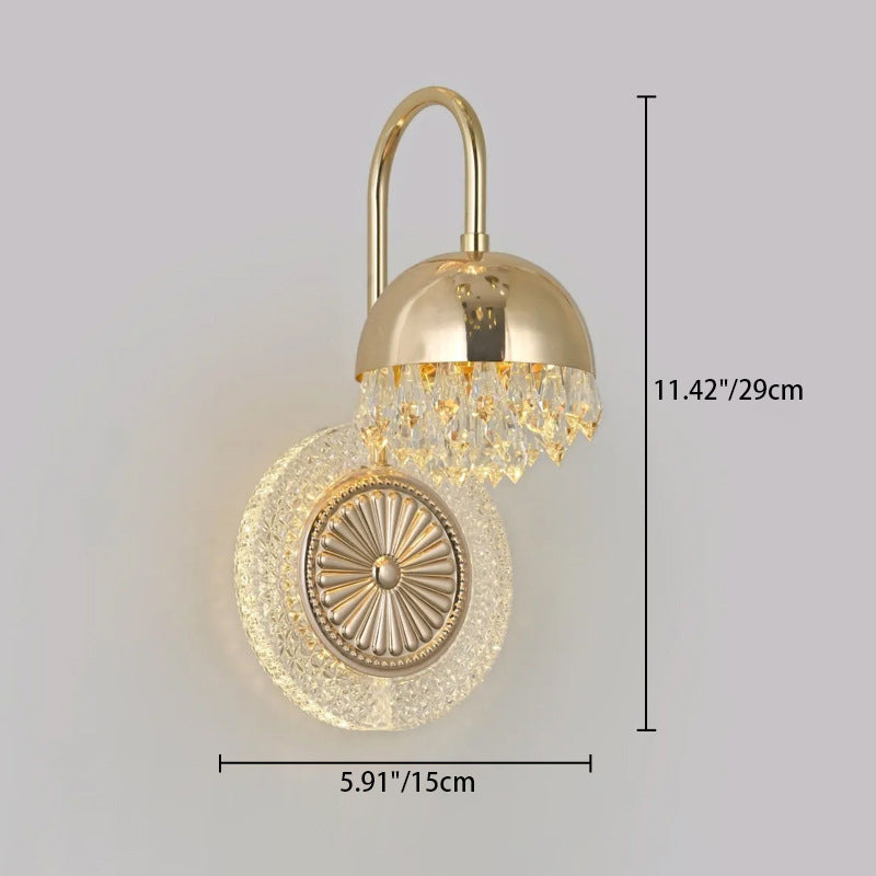 Lampe murale LED en acrylique et cristal rond de luxe contemporain pour le salon 
