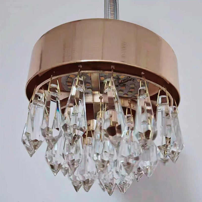 Zeitgenössische luxuriöse runde Kristall-Acryl-LED-Wandleuchte für Wohnzimmer 