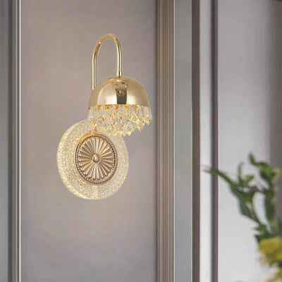 Lampe murale LED en acrylique et cristal rond de luxe contemporain pour le salon 